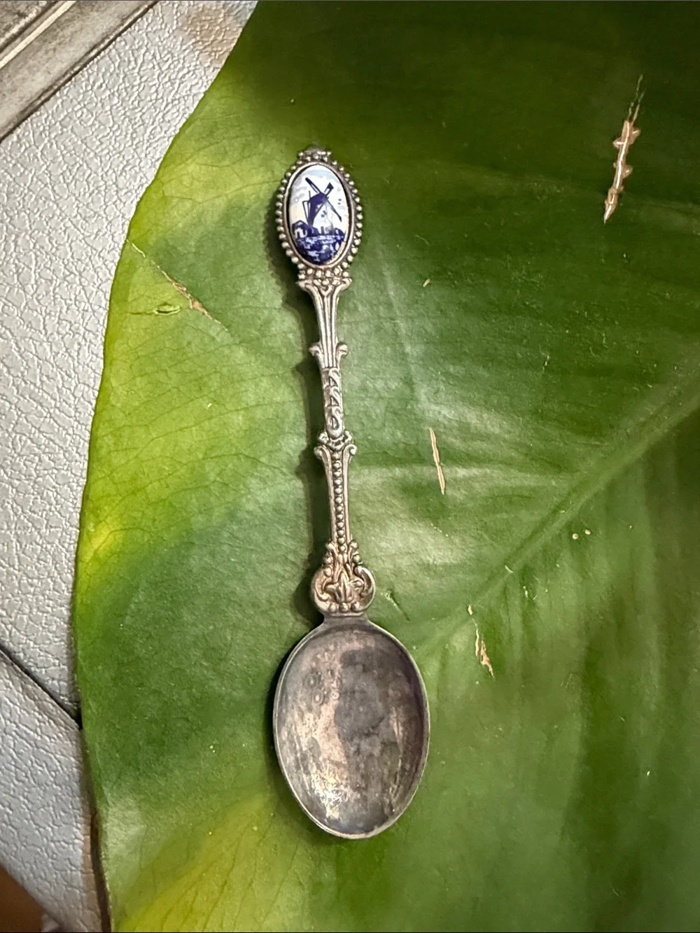 Blue Enamel Windmill Collectible Spoon